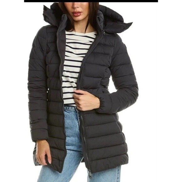 SAVE THE DUCK Black Dorothy Quilted Removable Hood Puffer Jacket NWT Size 5 L/XL - Picture 2 of 12